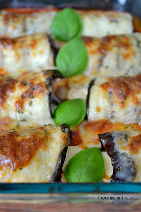 Baklažano ritinėliai su sūriu