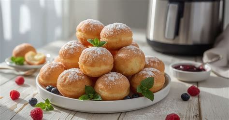 Varškės spurgos paruoštos karšto oro gruzdintuvėje