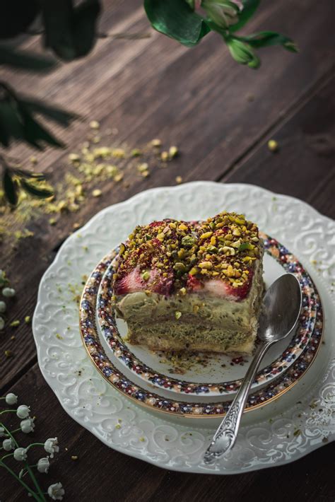 Pistacijų tiramisu gabalėlis