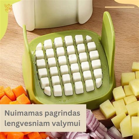 Moliūgų ir daržovių pjaustymas kubeliais