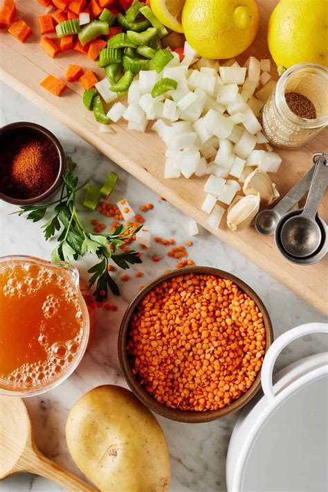 Lęšių sriubos ingredientai
