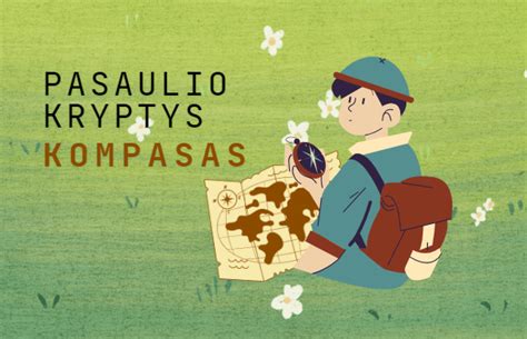 Pasaulio krypčių schema su pagrindinėmis ir tarpinėmis kryptimis