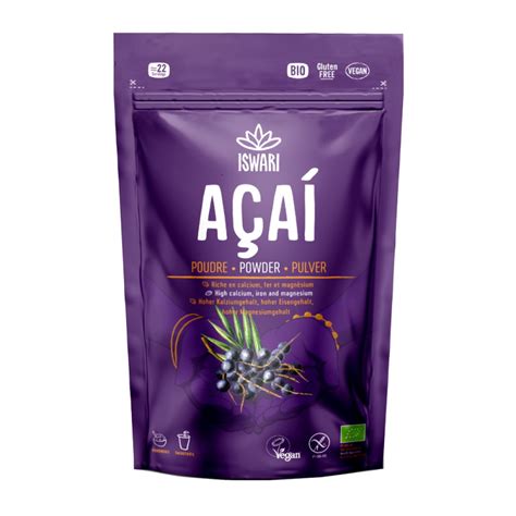 Acai uogų miltelių nauda ir maistinės medžiagos infografika