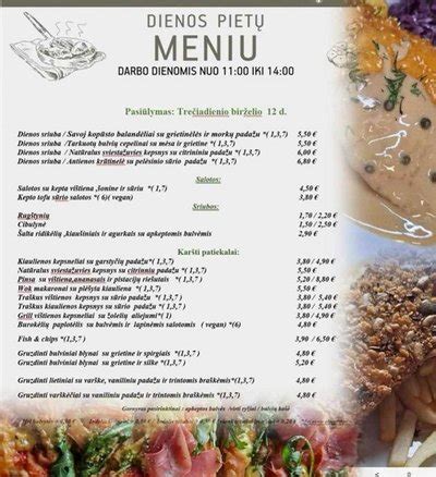 Dienos pietų meniu prie baro