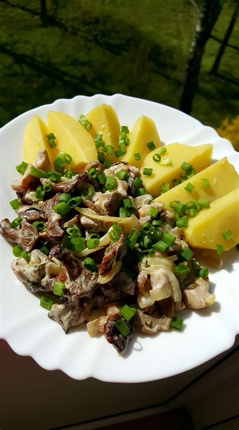 Troškintos kiaulienos su bulvėmis lėkštė su grietine ir žolelėmis