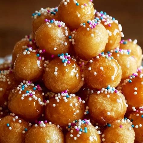 Struffoli burbuliukai verdantys aliejuje