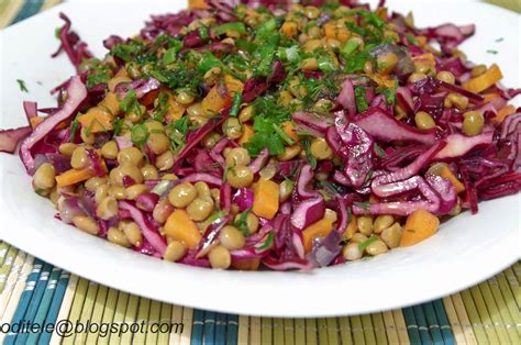 Salotos su lęšiais ir kopūstais