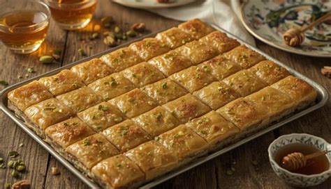 Obuolinės baklavos su riešutais pateikimas
