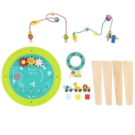 Schema, iliustruojanti vaiko motorinių įgūdžių lavinimą per žaidimą su mediniu tortu