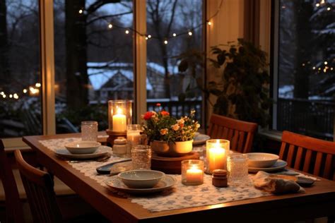 Cozy dinner table setting