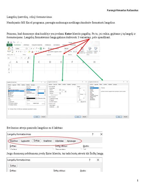 Pavyzdys: Excel langelių formatavimas piešimui