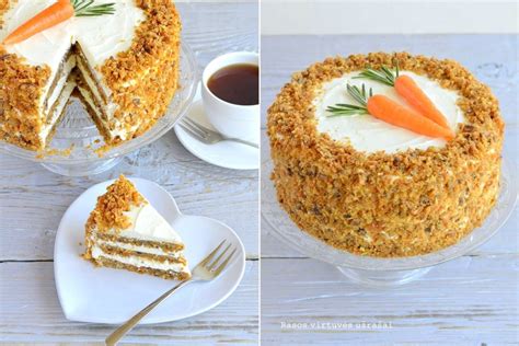Morkų tortas su kremu ir riešutais