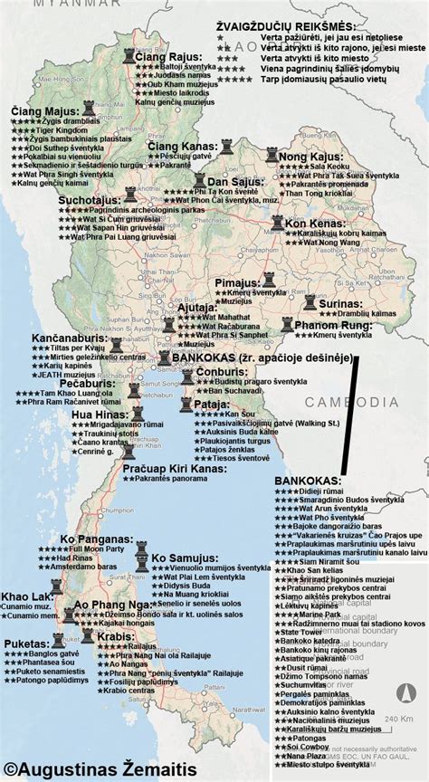 Tailando paplūdimių ir lankytinų vietų schema