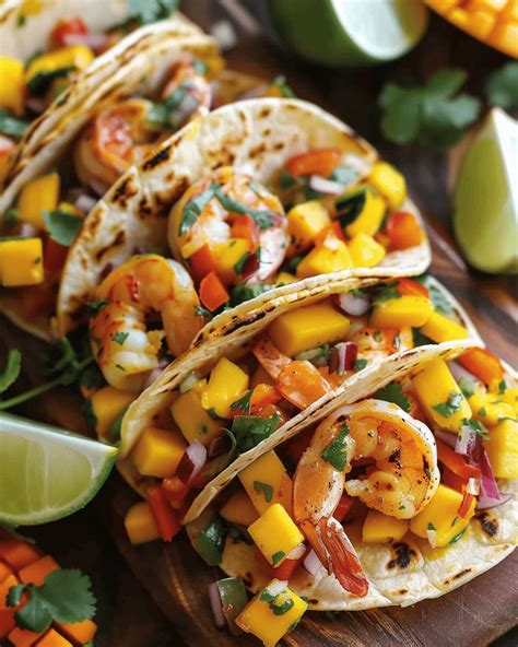 Krevečių tacos su mango salsa