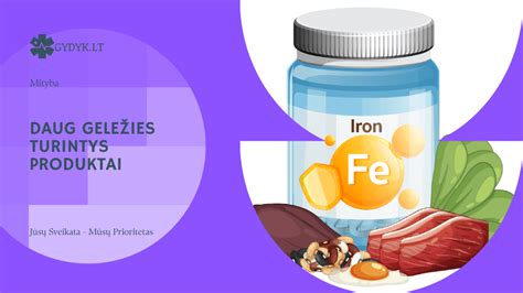 Geležies turinčių maisto produktų infografika