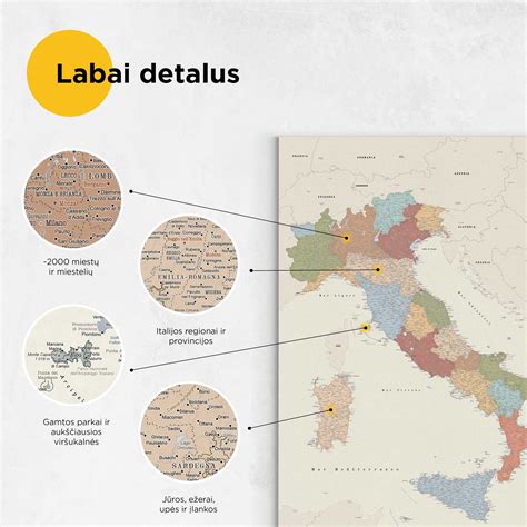 Italijos žemėlapis su Veneto ir Friuli-Venecijos Džulijos regionais
