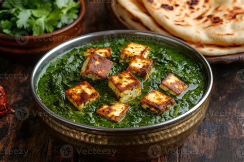 Palak Paneer su naan duona