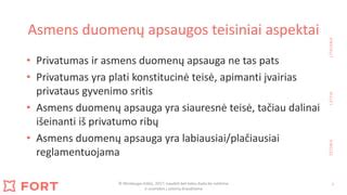 Asmens duomenų apsaugos principai ir teisiniai aspektai