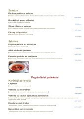 Penkių patiekalų vakarienės meniu pavyzdys