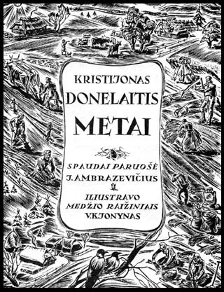 Kristijonas Donelaitis ir jo poemos „Metai“ iliustracija