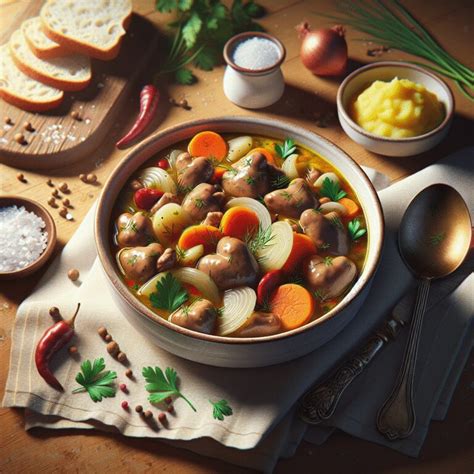 Paruošto vištienos širdelių troškinio nuotrauka